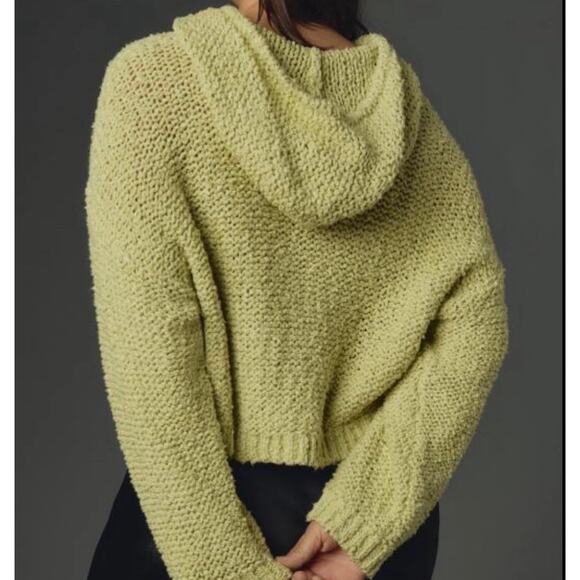 Pilcro Anthropologie Sailcloth Hooded Sweatshirt Cropped Loose Knit Green Small - Picture 2 of 15